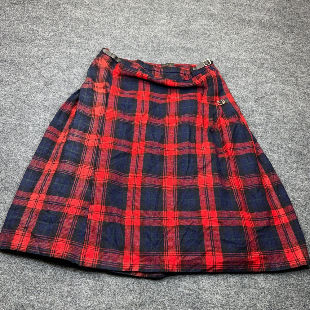 Vintage St Michael Kilt Mens 32 Red Tartan Wool Pleated Highland Wrap Scottish